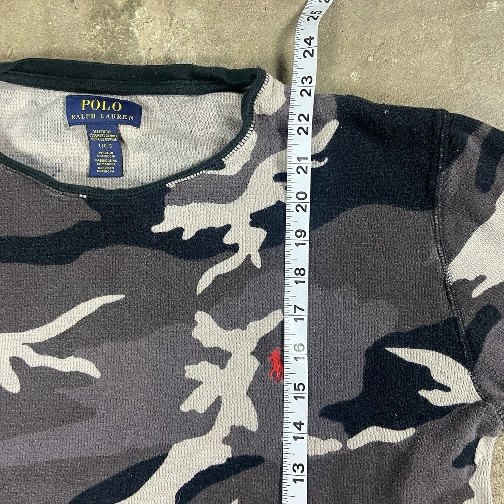 Polo Ralph Lauren Long Sleeve Size Large  Camouflage Sleepwear Top Pullover Logo